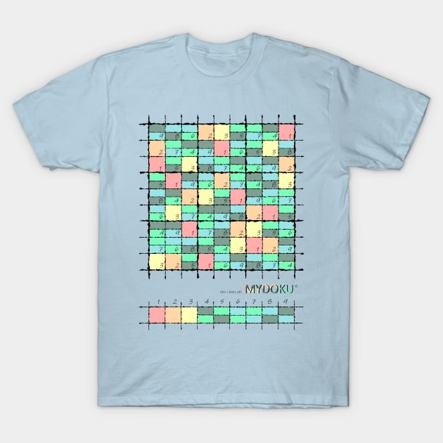 Mydoku_003_H001_001_F: Sudoku, Sudoku coloring, logic, logic puzzle, holiday puzzle, fun, away from screen T-Shirt by Mydoku